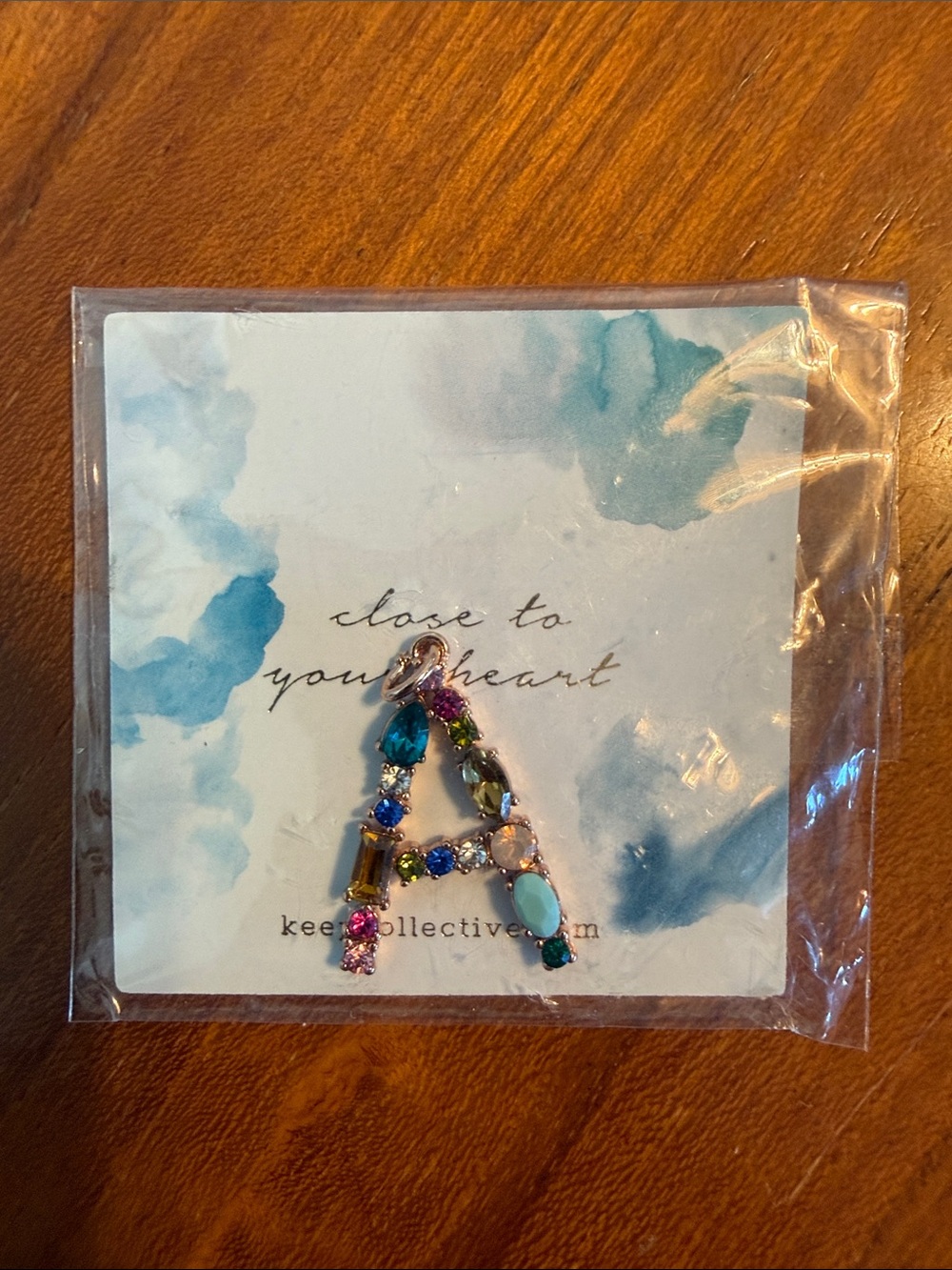 Rainbow gemstone Initial A charm